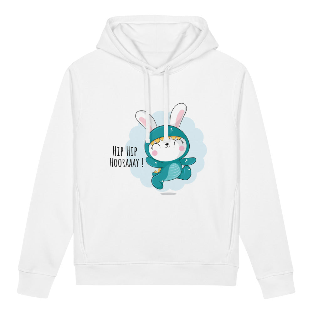 Green rabbit - HIP HIP HOORAAAY | Unisex Organic Side Pocket Sounder Hoodie | Stanley/Stella SASU012