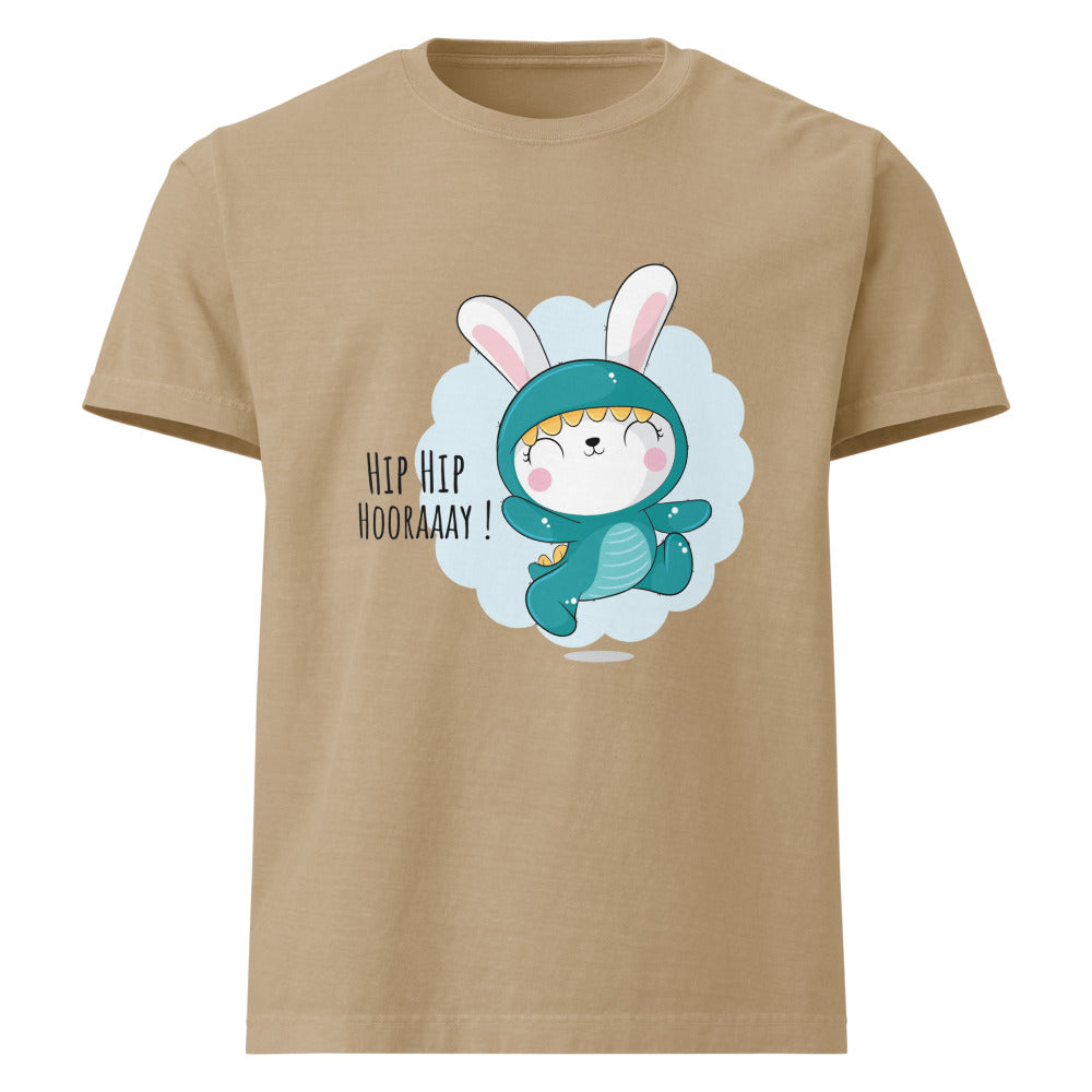 Green rabbit - HIP HIP HOORAAAY | Unisex Oversized Garment-Dyed T-Shirt | Bella + Canvas 4810