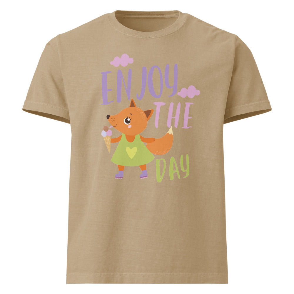 Orange fox - Ẹnoy the day | Unisex Oversized Garment-Dyed T-Shirt | Bella + Canvas 4810
