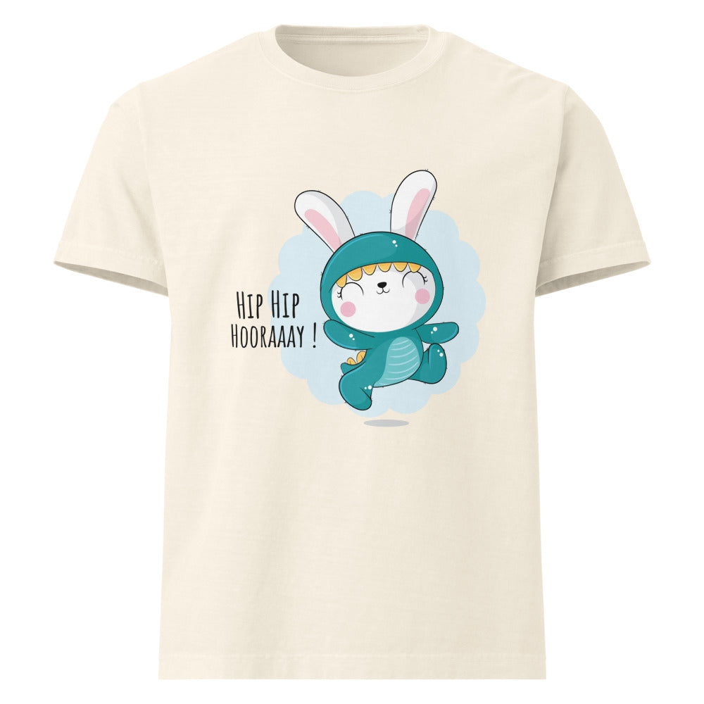 Green rabbit - HIP HIP HOORAAAY | Unisex Oversized Garment-Dyed T-Shirt | Bella + Canvas 4810