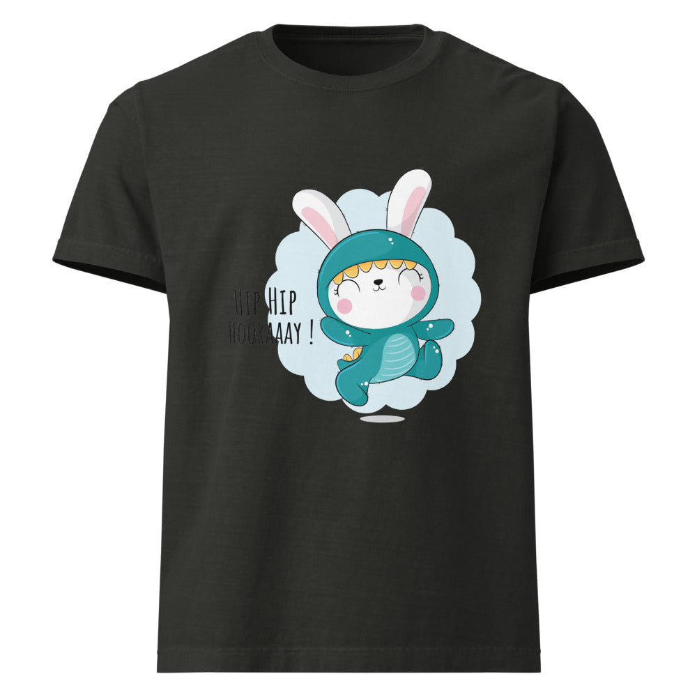 Green rabbit - HIP HIP HOORAAAY | Unisex Oversized Garment-Dyed T-Shirt | Bella + Canvas 4810