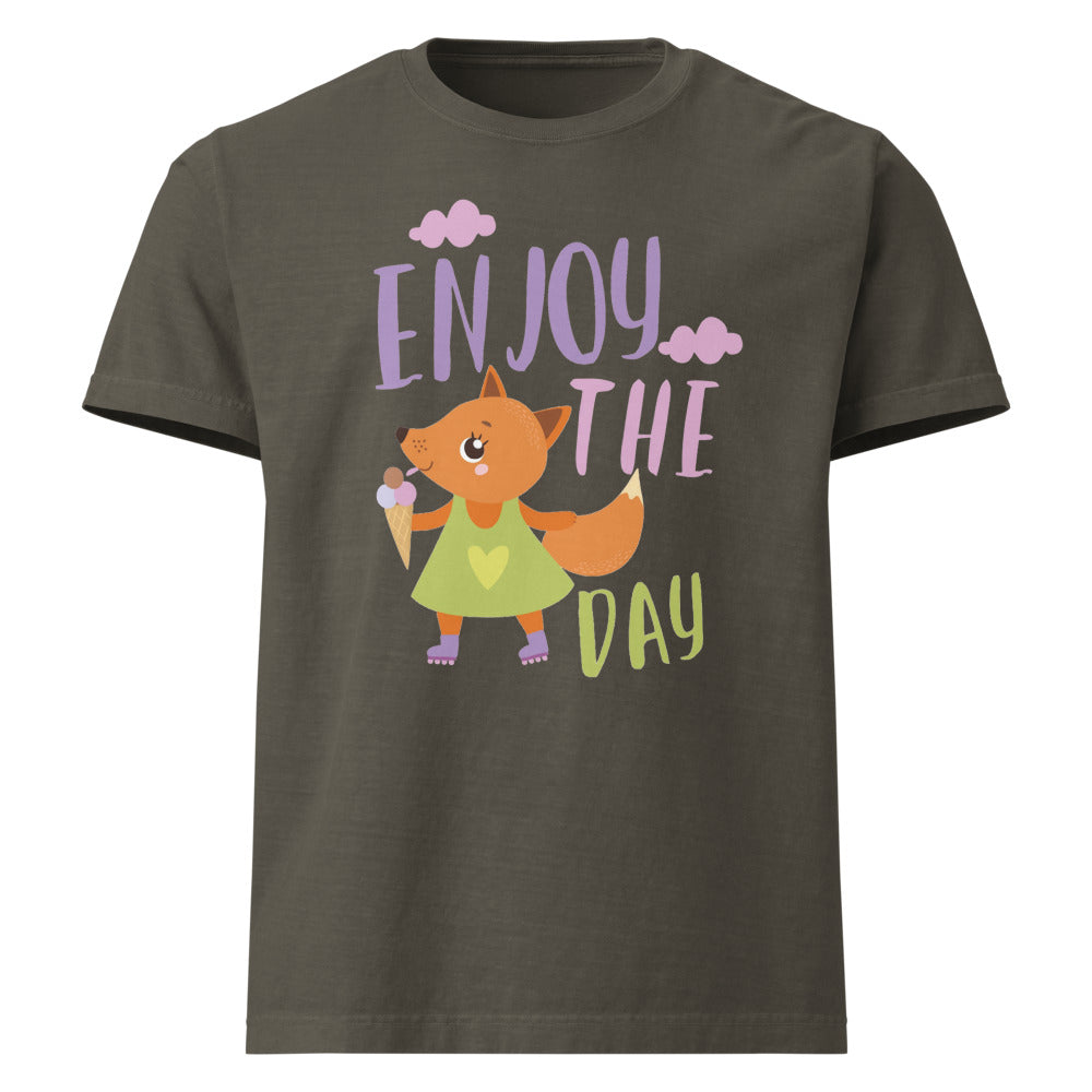 Orange fox - Ẹnoy the day | Unisex Oversized Garment-Dyed T-Shirt | Bella + Canvas 4810