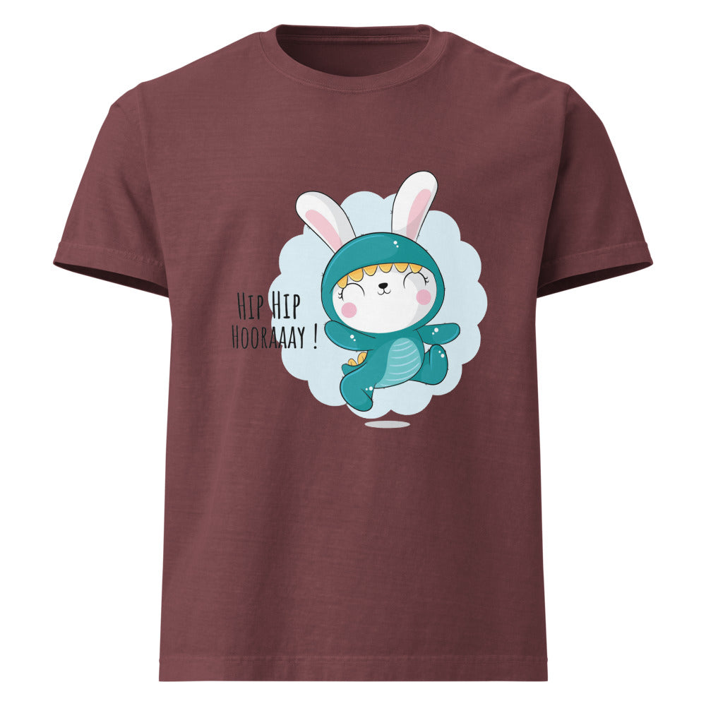 Green rabbit - HIP HIP HOORAAAY | Unisex Oversized Garment-Dyed T-Shirt | Bella + Canvas 4810