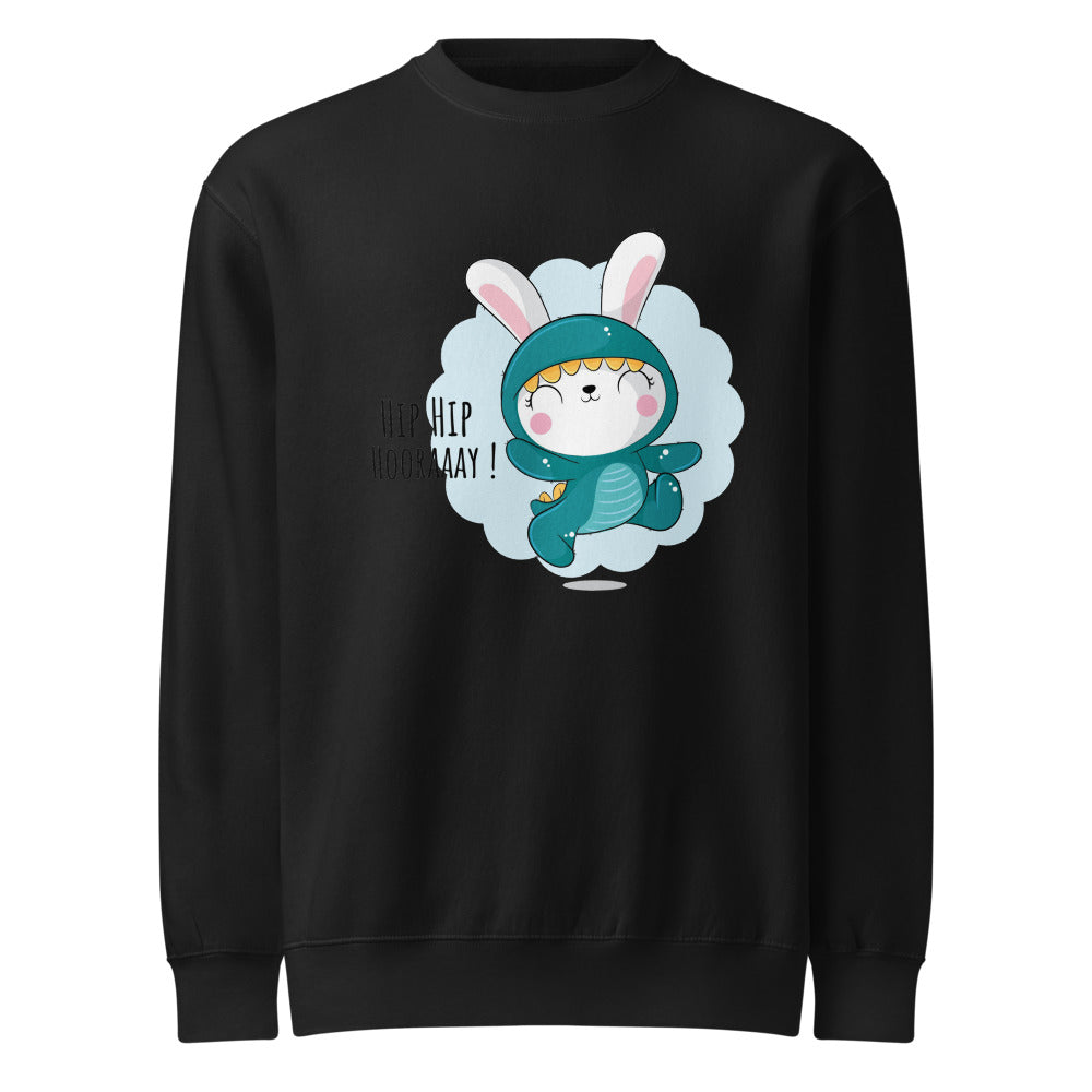 Green rabbit - HIP HIP HOORAAAY | Unisex Premium Crew Neck Sweatshirt | Lane Seven LS14004