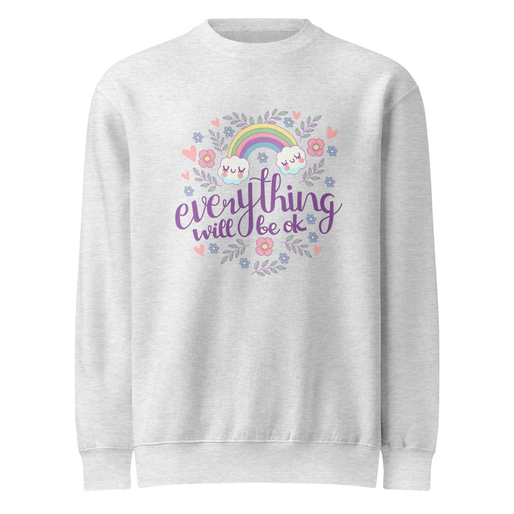 Rainbow - Everything will be ok | Unisex Premium Crew Neck Sweatshirt | Lane Seven LS14004