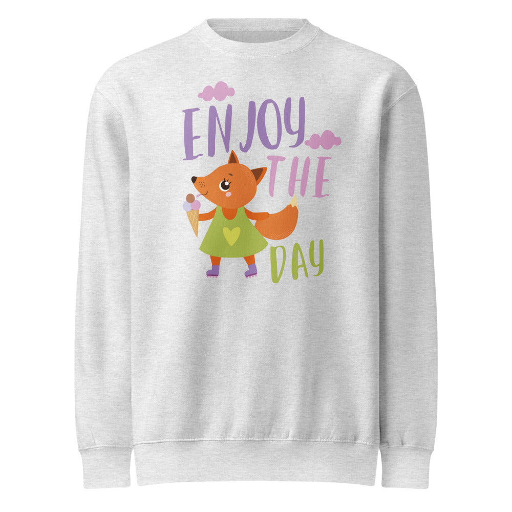 Orange fox - Ẹnoy the day | Unisex Premium Crew Neck Sweatshirt | Lane Seven LS14004