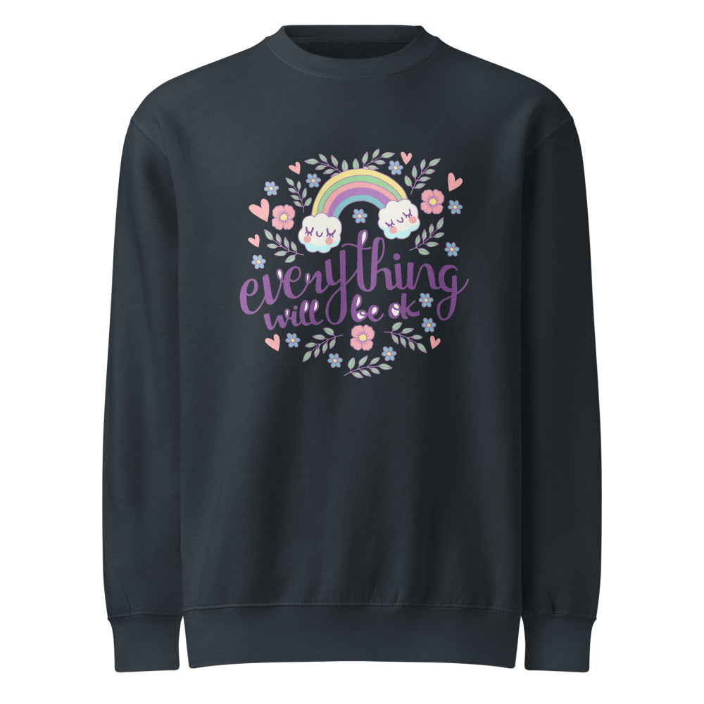 Rainbow - Everything will be ok | Unisex Premium Crew Neck Sweatshirt | Lane Seven LS14004
