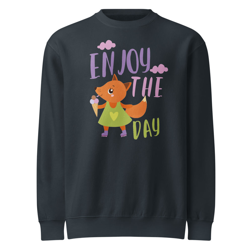 Orange fox - Ẹnoy the day | Unisex Premium Crew Neck Sweatshirt | Lane Seven LS14004