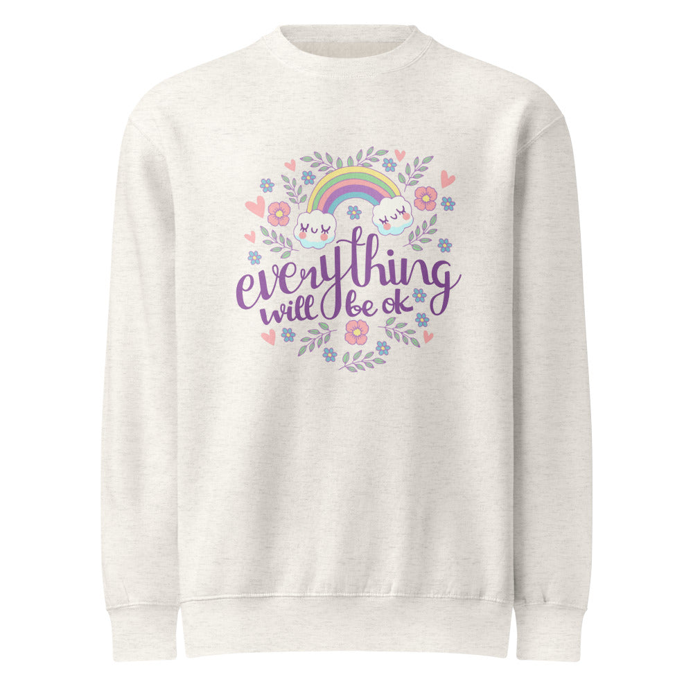 Rainbow - Everything will be ok | Unisex Premium Crew Neck Sweatshirt | Lane Seven LS14004
