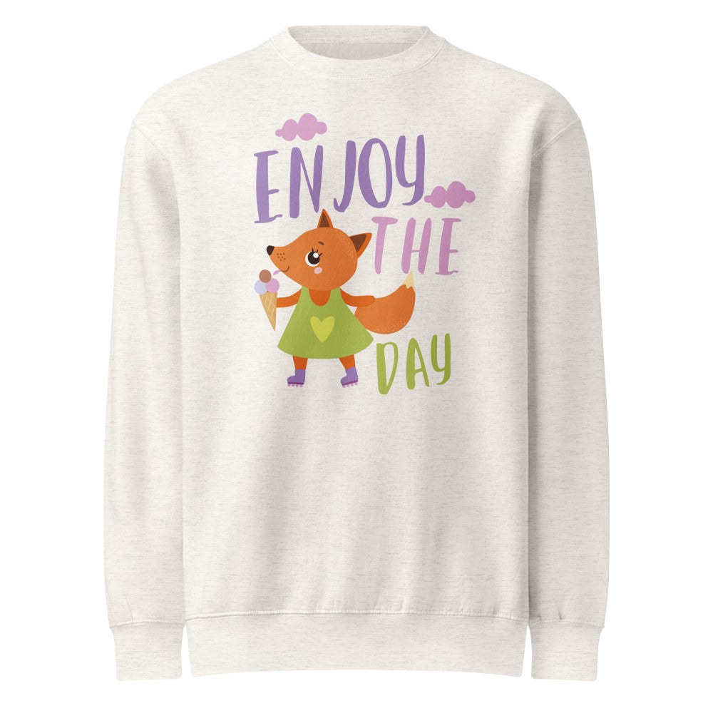 Orange fox - Ẹnoy the day | Unisex Premium Crew Neck Sweatshirt | Lane Seven LS14004