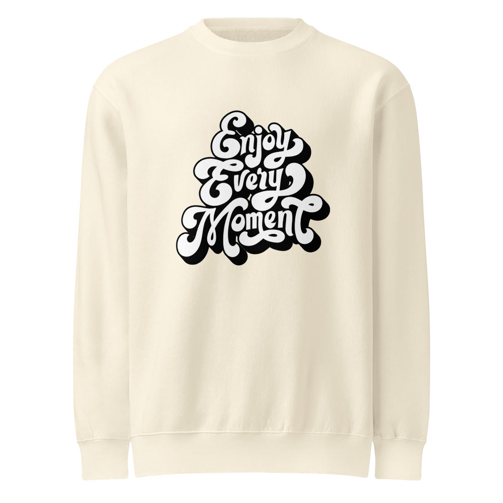 Enjoy every moments white | Unisex Premium Crew Neck Sweatshirt | Lane Seven LS14004