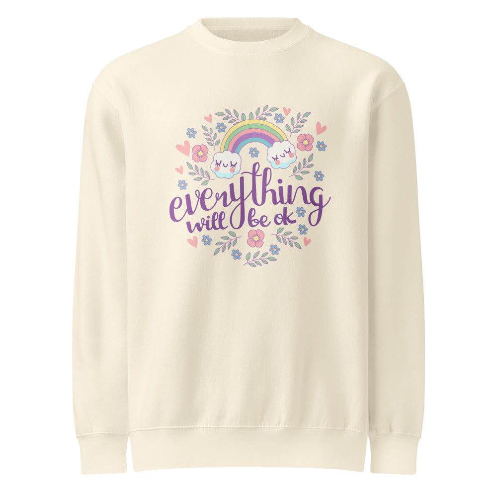 Rainbow - Everything will be ok | Unisex Premium Crew Neck Sweatshirt | Lane Seven LS14004