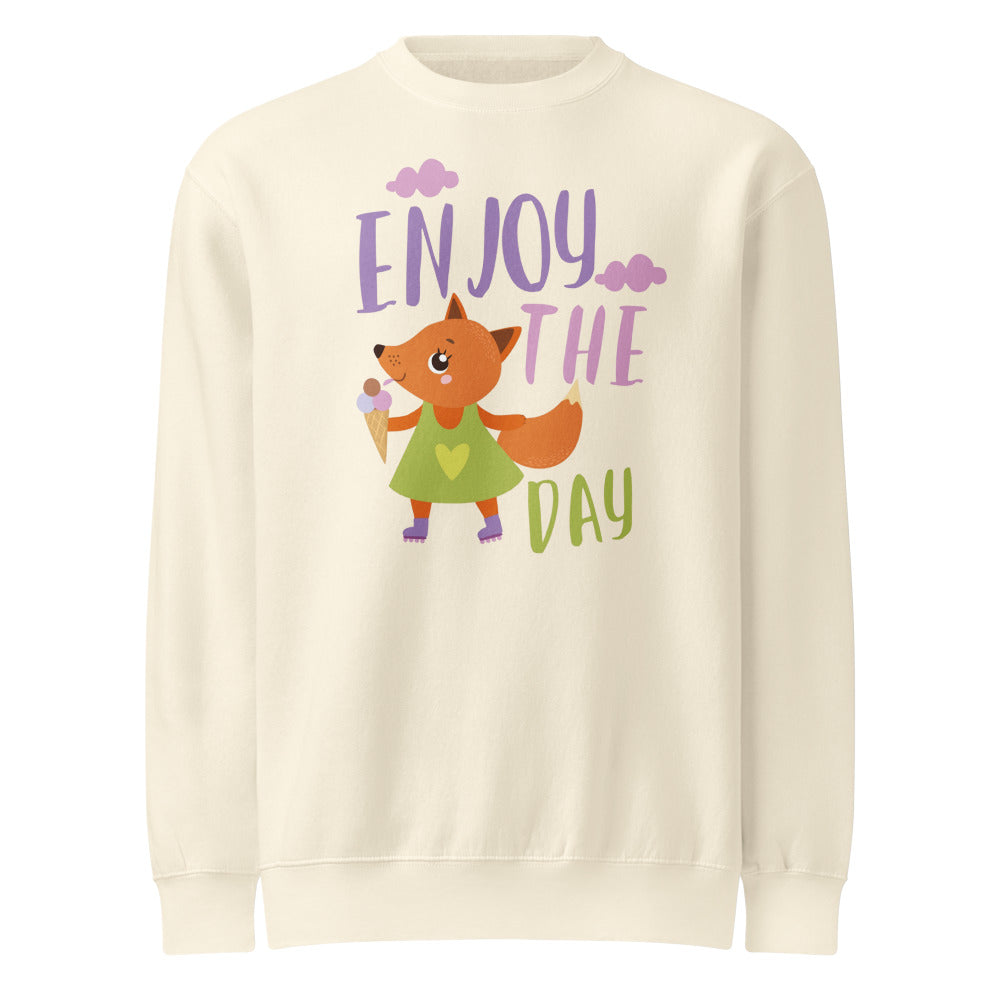 Orange fox - Ẹnoy the day | Unisex Premium Crew Neck Sweatshirt | Lane Seven LS14004