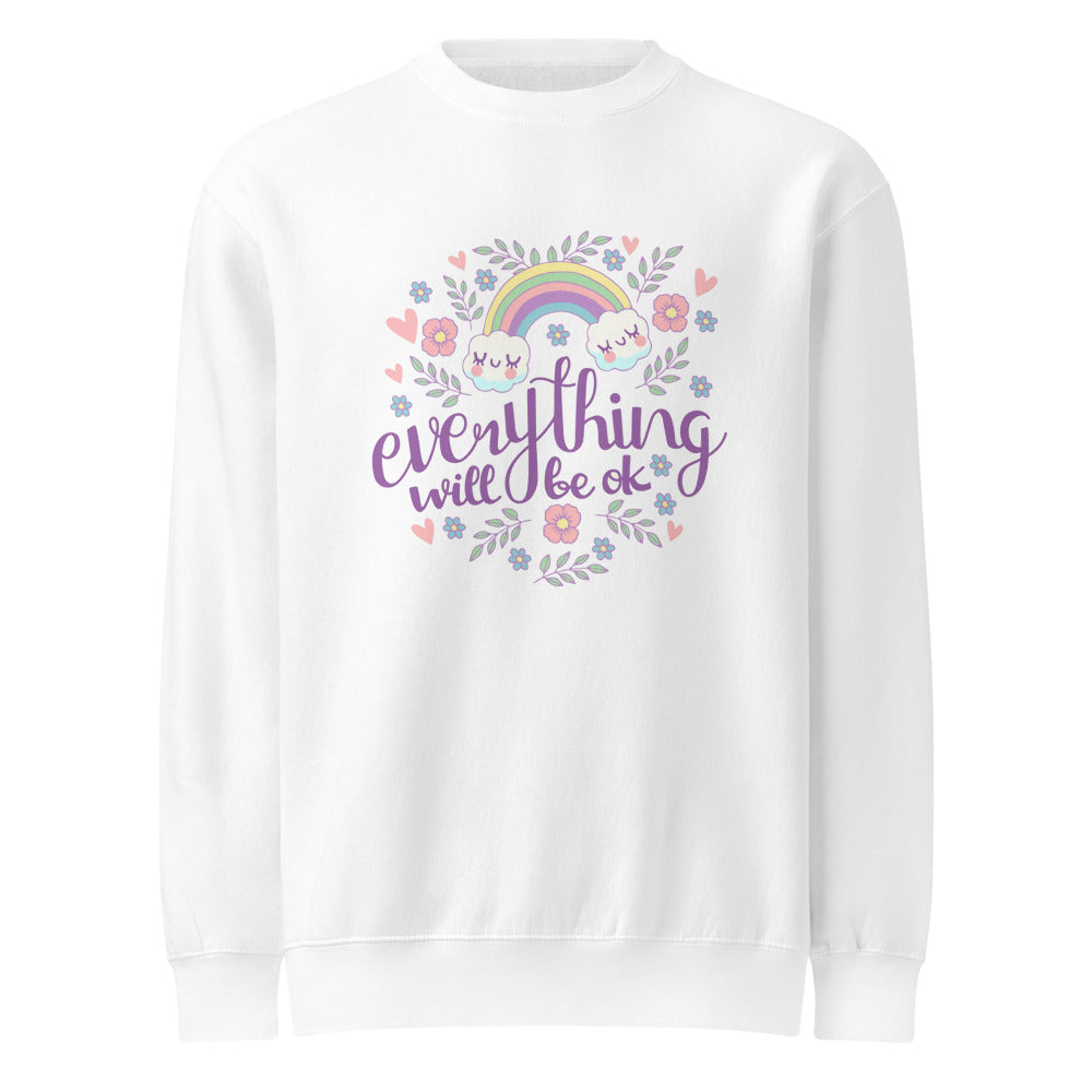 Rainbow - Everything will be ok | Unisex Premium Crew Neck Sweatshirt | Lane Seven LS14004