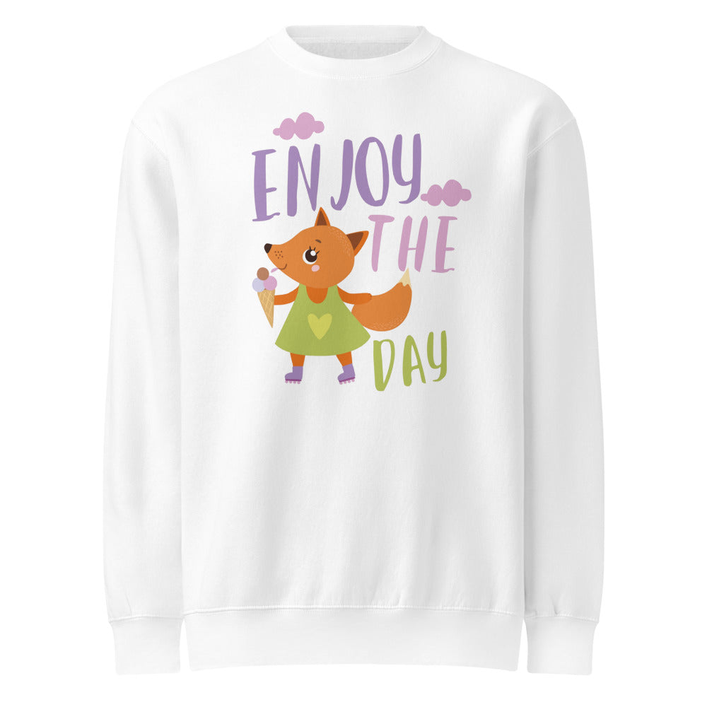 Orange fox - Ẹnoy the day | Unisex Premium Crew Neck Sweatshirt | Lane Seven LS14004