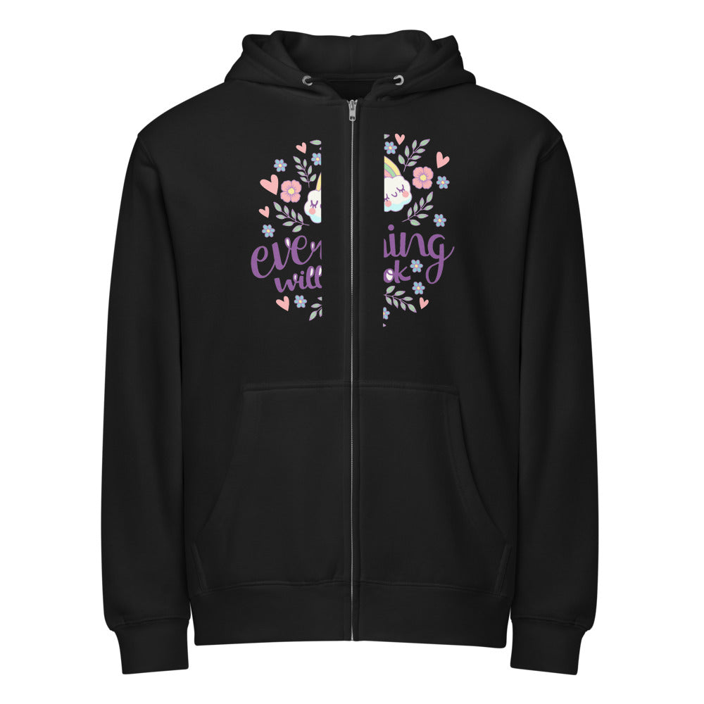 Rainbow - Everything will be ok | Unisex Premium Full Zip Hoodie | Lane Seven LS14003