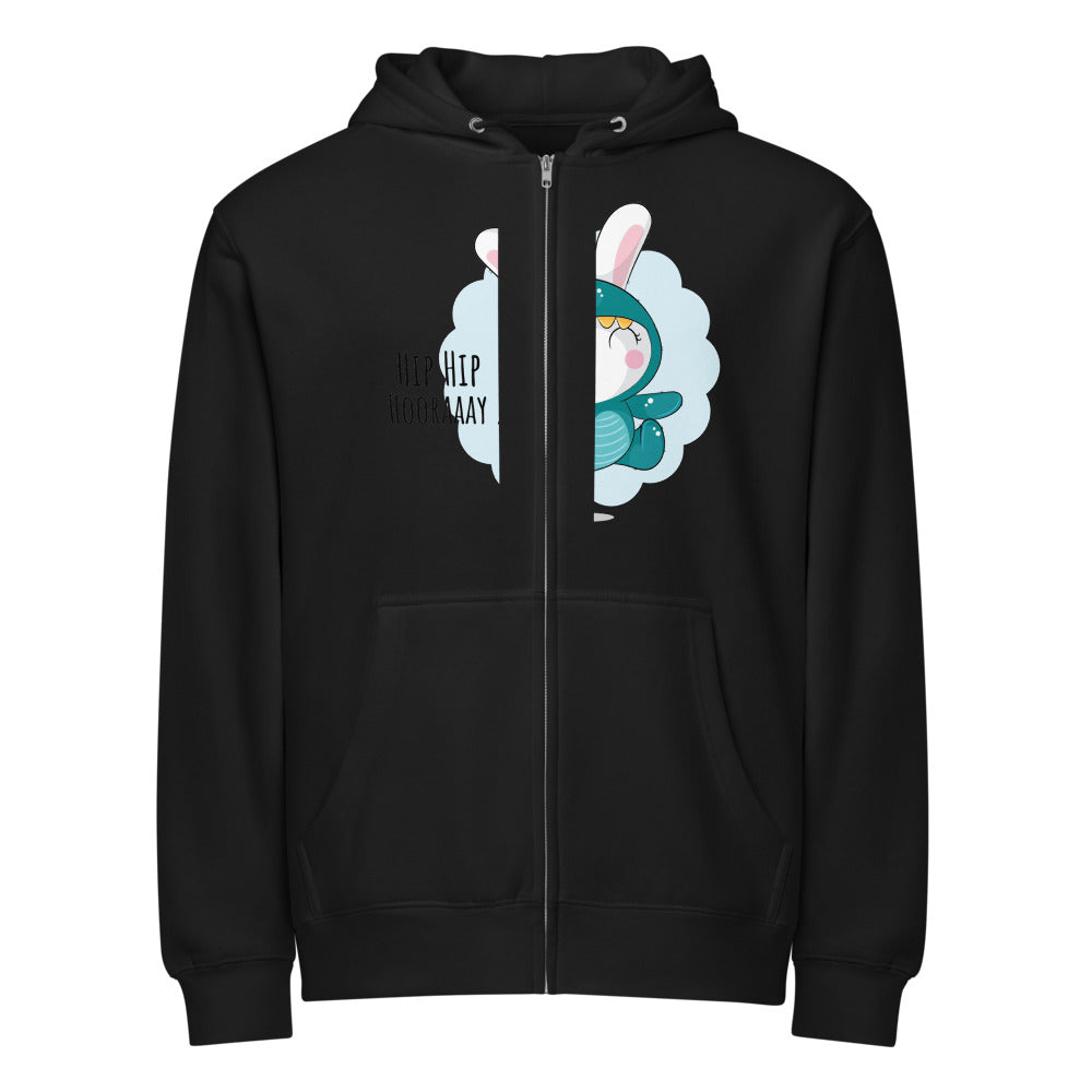 Green rabbit - HIP HIP HOORAAAY | Unisex Premium Full Zip Hoodie | Lane Seven LS14003