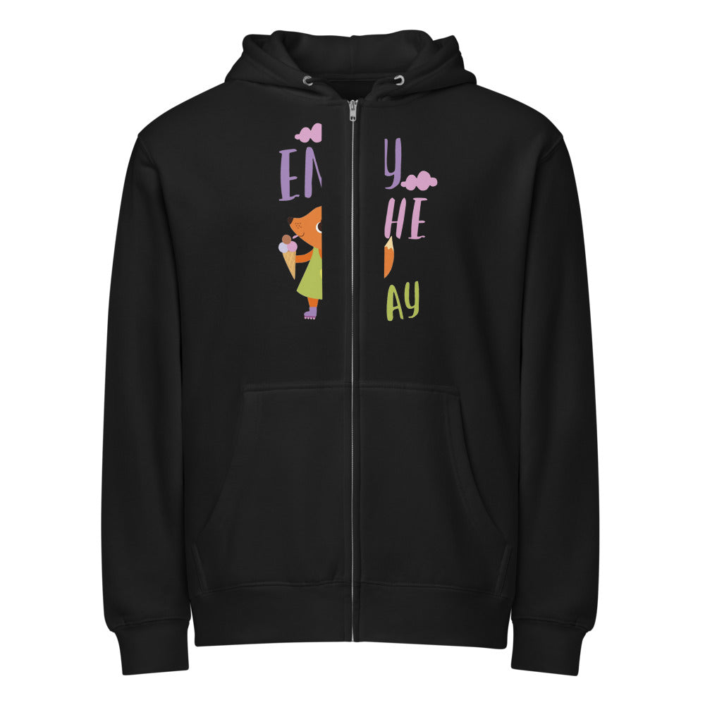 Orange fox - Ẹnoy the day | Unisex Premium Full Zip Hoodie | Lane Seven LS14003