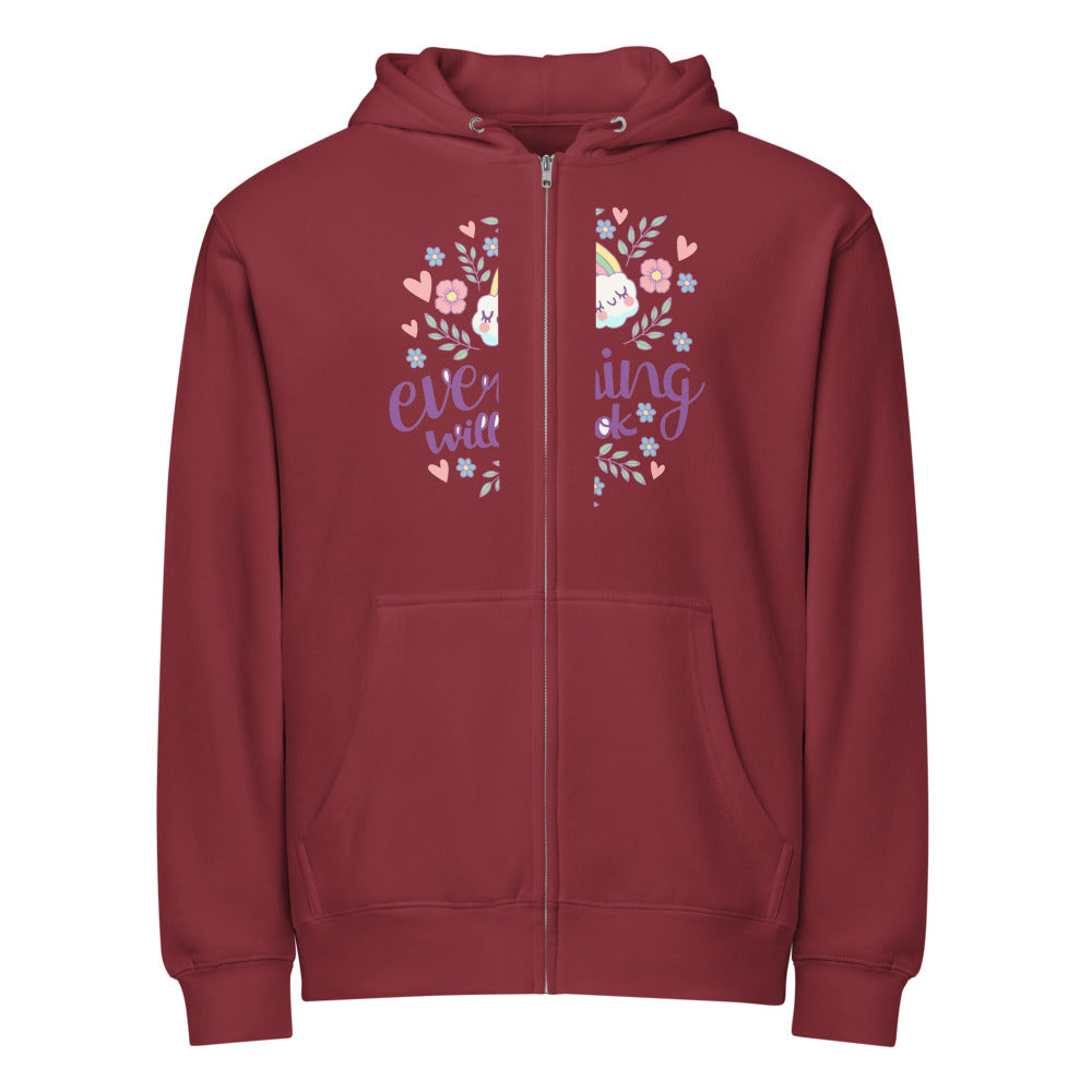 Rainbow - Everything will be ok | Unisex Premium Full Zip Hoodie | Lane Seven LS14003