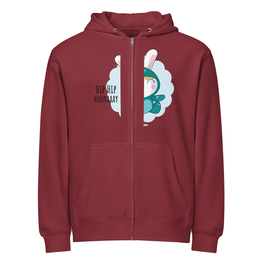 Green rabbit - HIP HIP HOORAAAY | Unisex Premium Full Zip Hoodie | Lane Seven LS14003