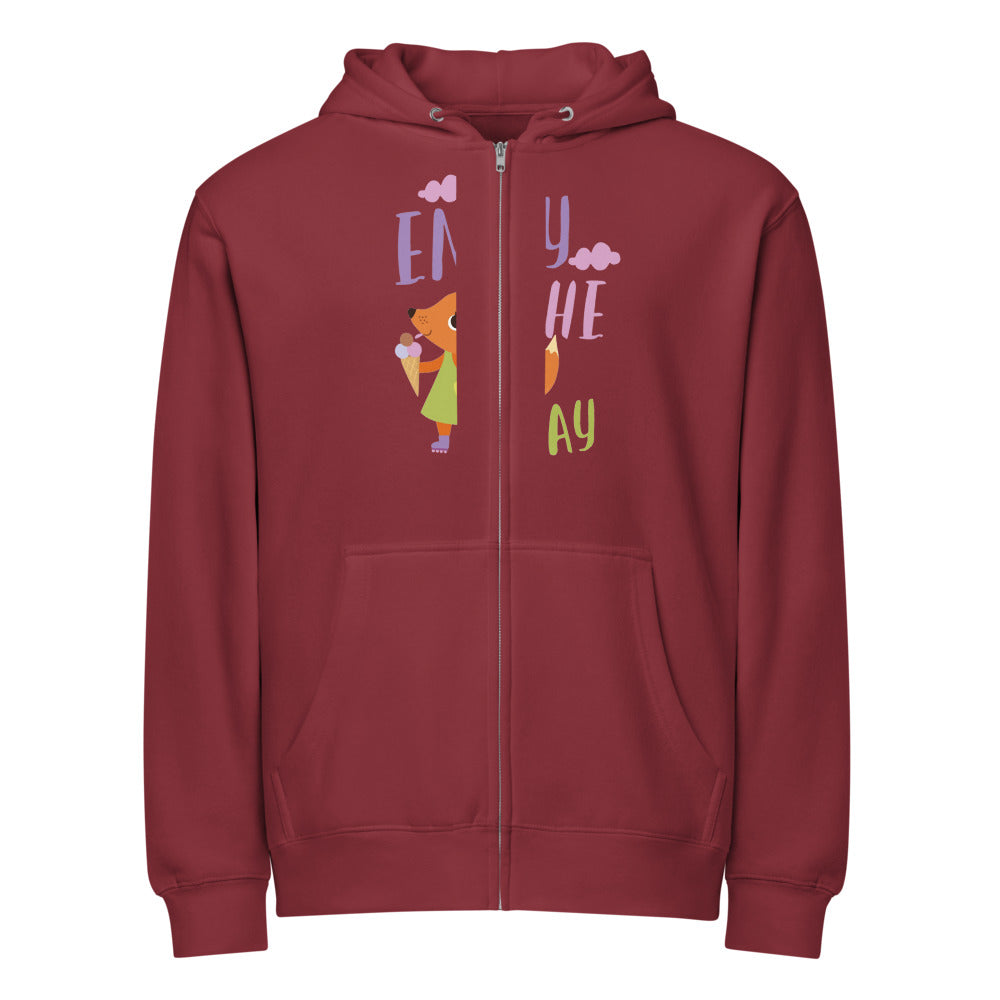 Orange fox - Ẹnoy the day | Unisex Premium Full Zip Hoodie | Lane Seven LS14003