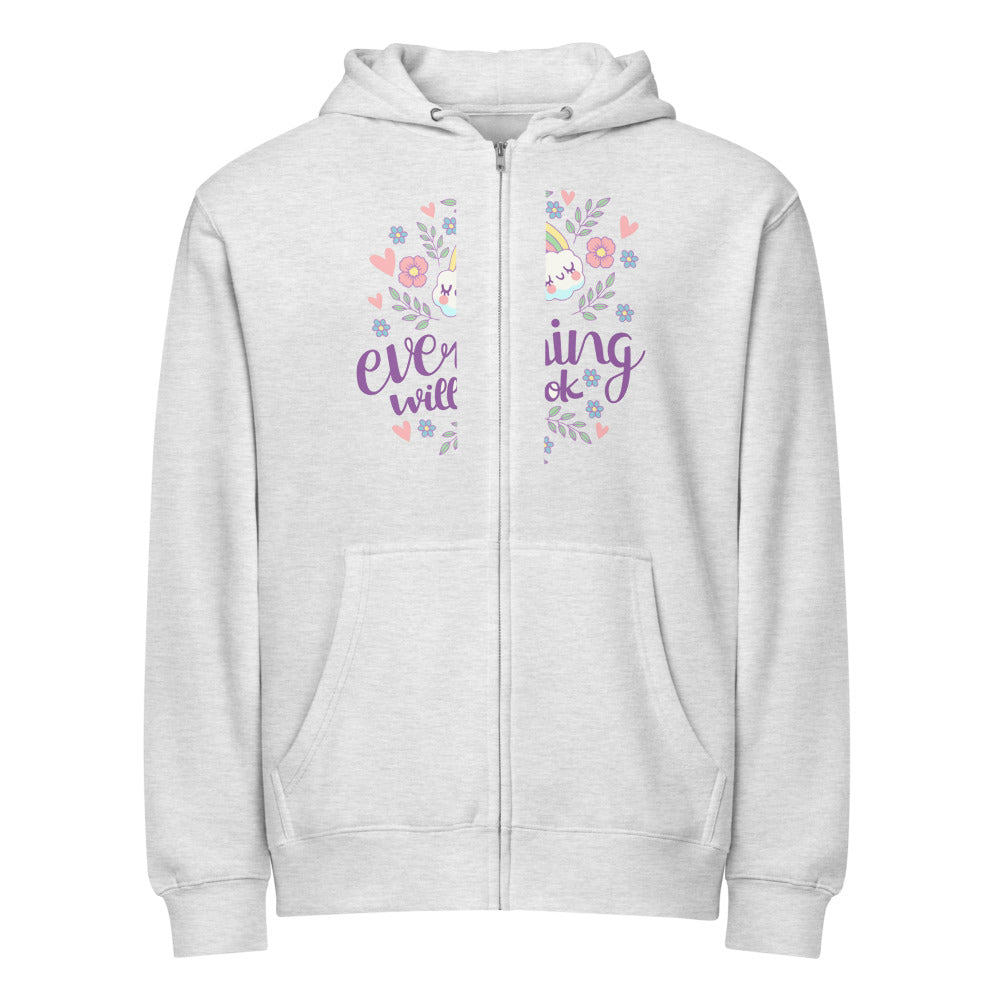 Rainbow - Everything will be ok | Unisex Premium Full Zip Hoodie | Lane Seven LS14003