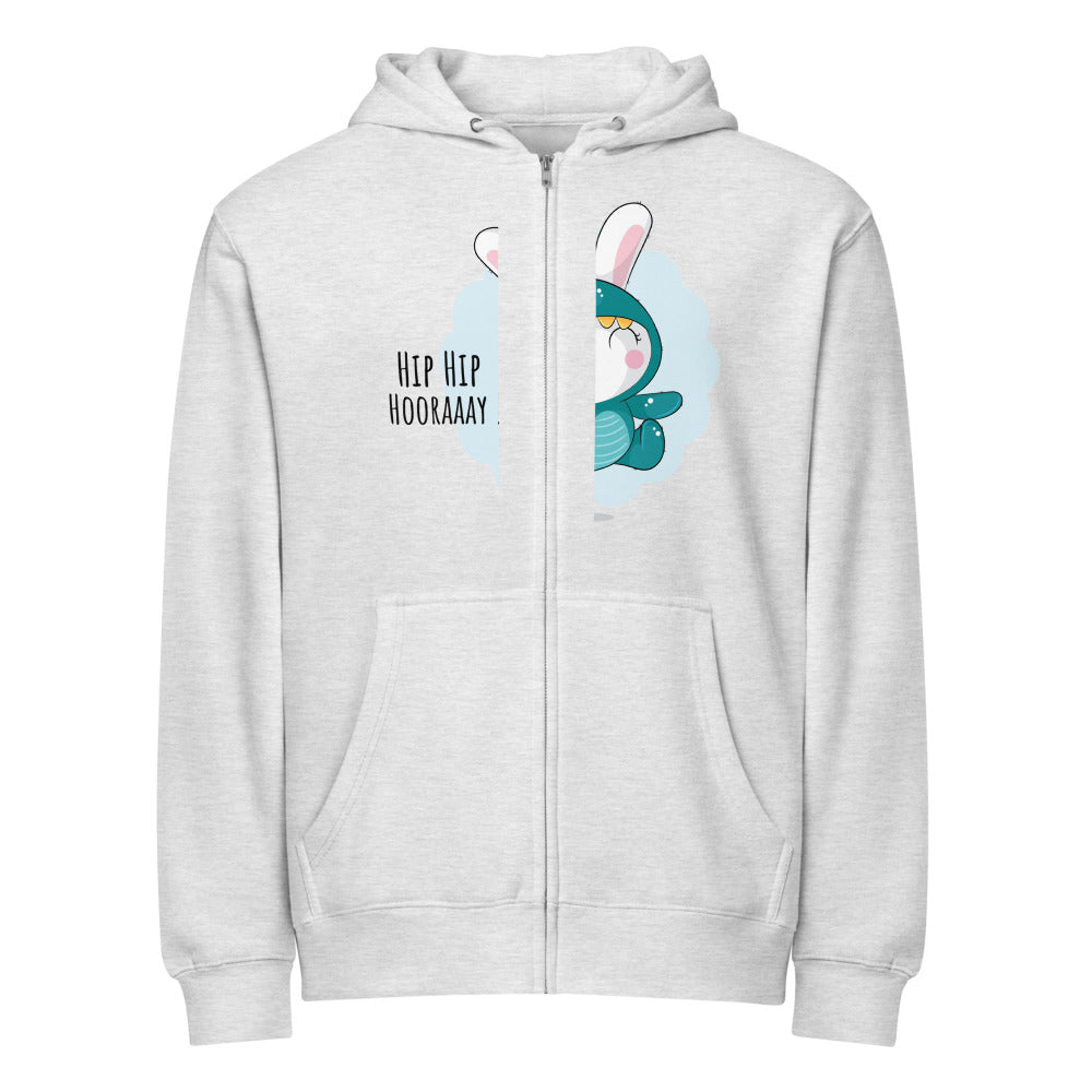 Green rabbit - HIP HIP HOORAAAY | Unisex Premium Full Zip Hoodie | Lane Seven LS14003