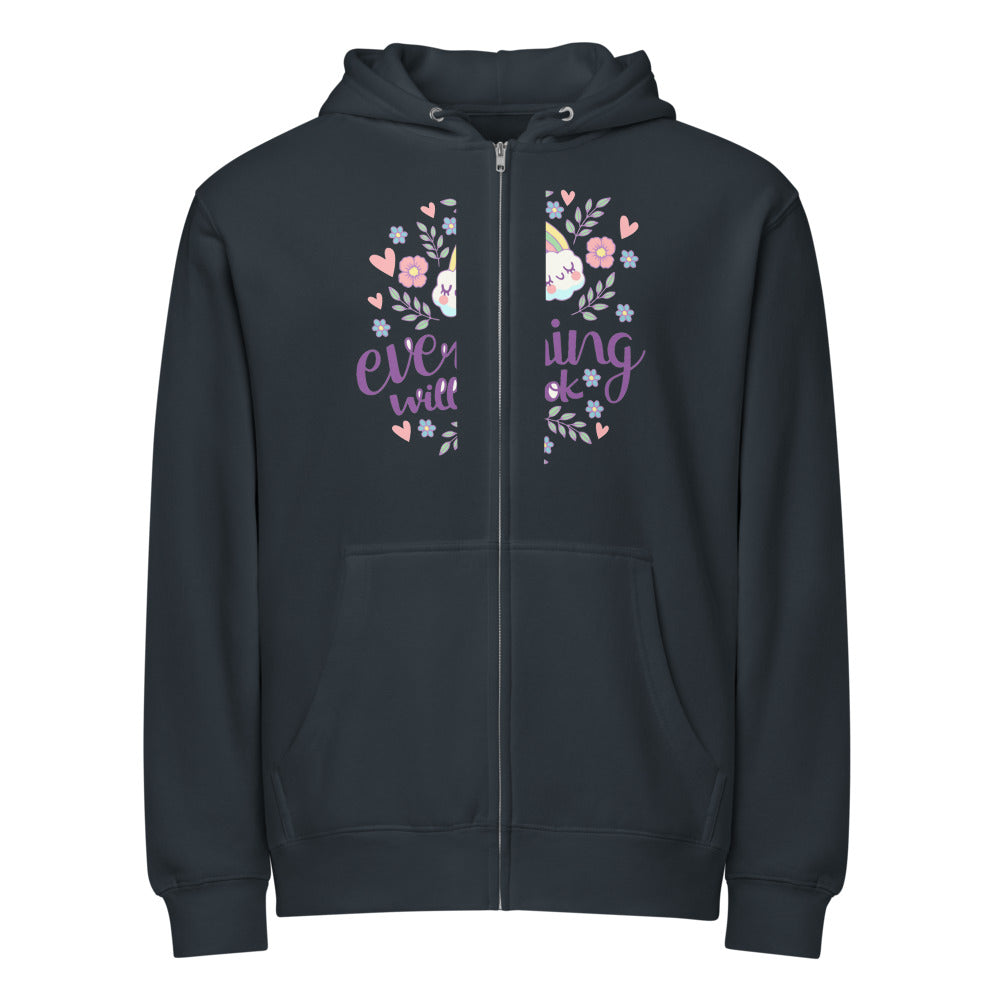 Rainbow - Everything will be ok | Unisex Premium Full Zip Hoodie | Lane Seven LS14003