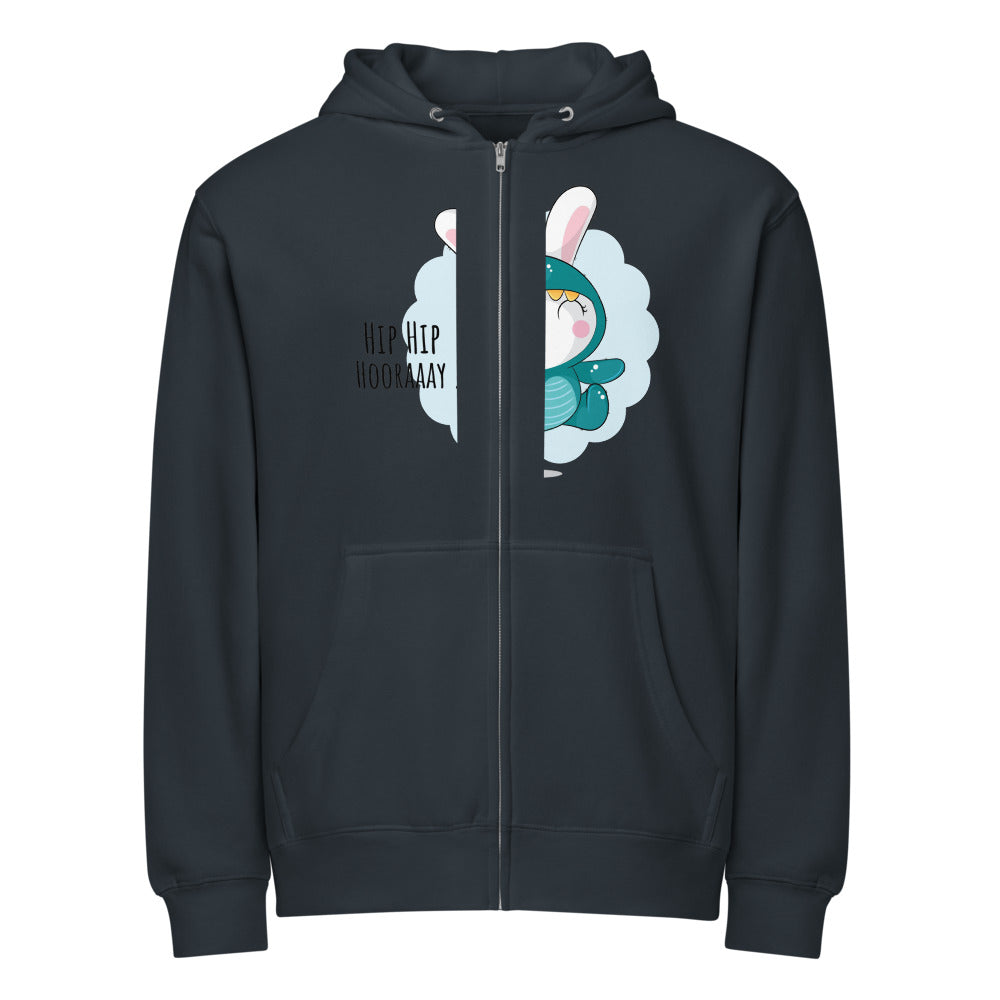Green rabbit - HIP HIP HOORAAAY | Unisex Premium Full Zip Hoodie | Lane Seven LS14003