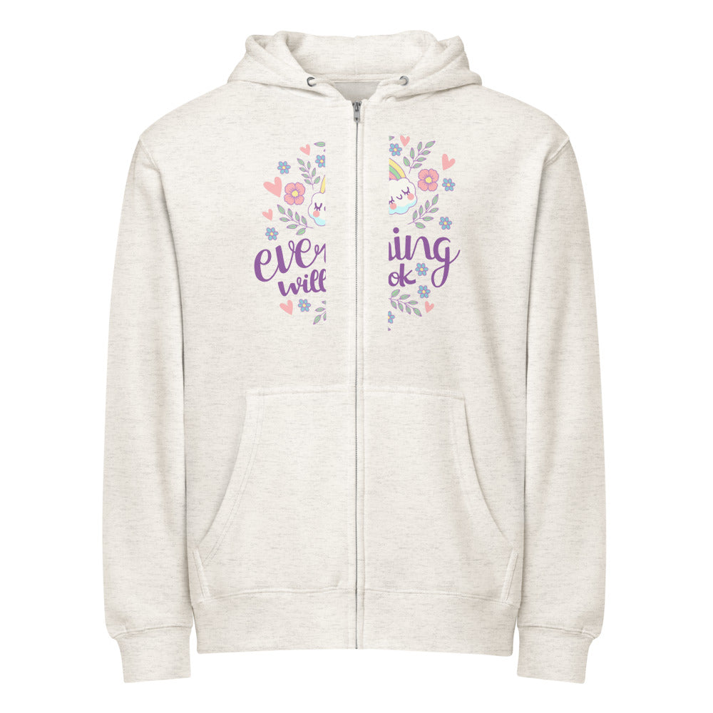 Rainbow - Everything will be ok | Unisex Premium Full Zip Hoodie | Lane Seven LS14003