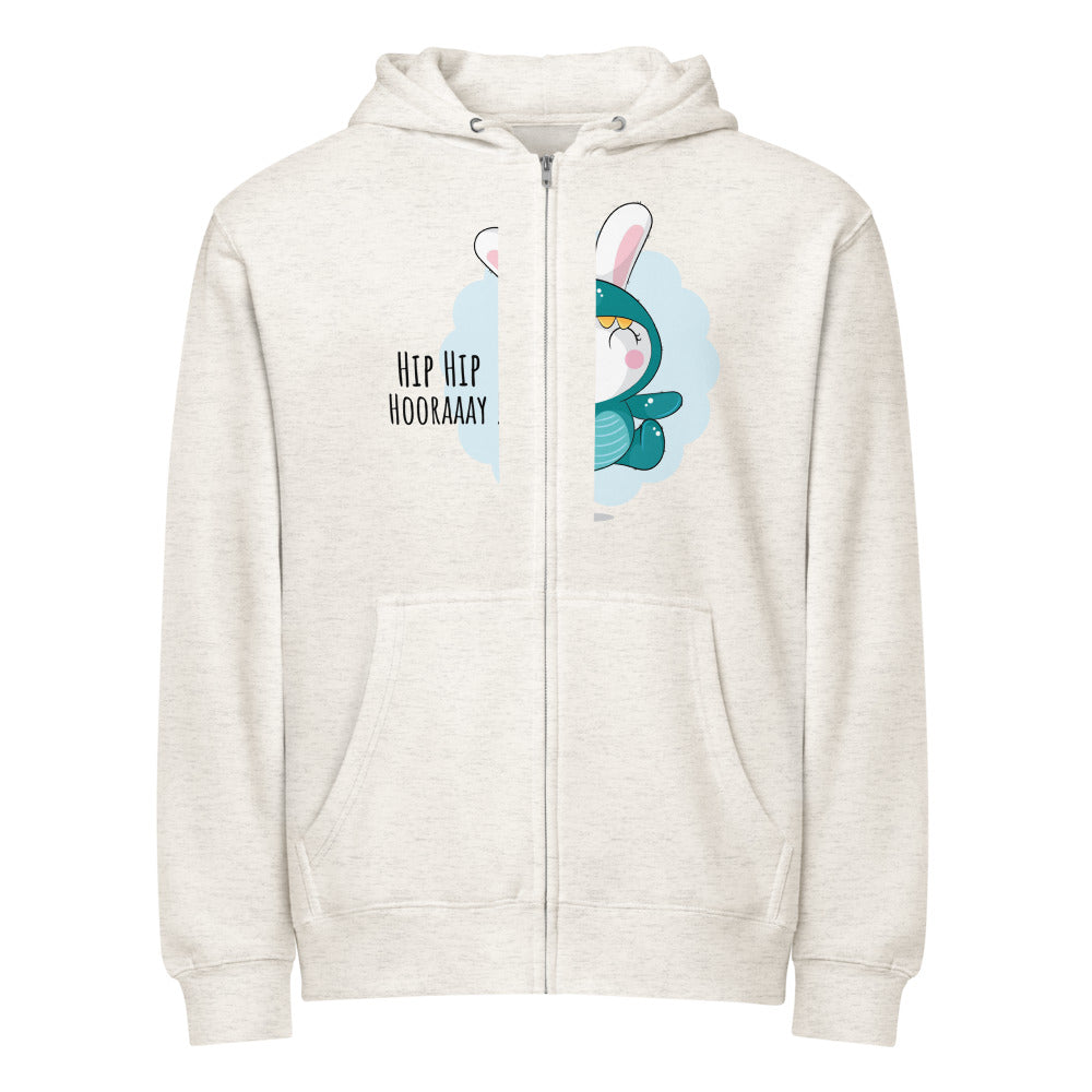 Green rabbit - HIP HIP HOORAAAY | Unisex Premium Full Zip Hoodie | Lane Seven LS14003