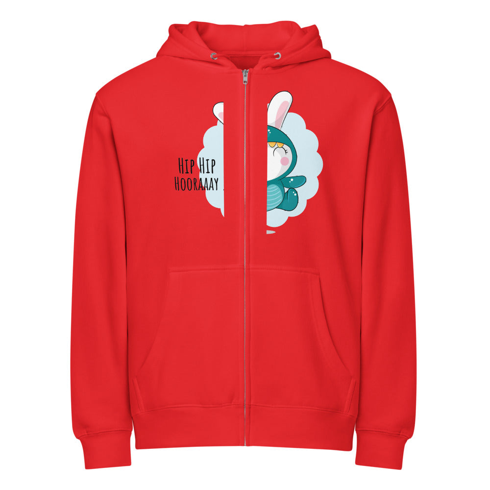 Green rabbit - HIP HIP HOORAAAY | Unisex Premium Full Zip Hoodie | Lane Seven LS14003