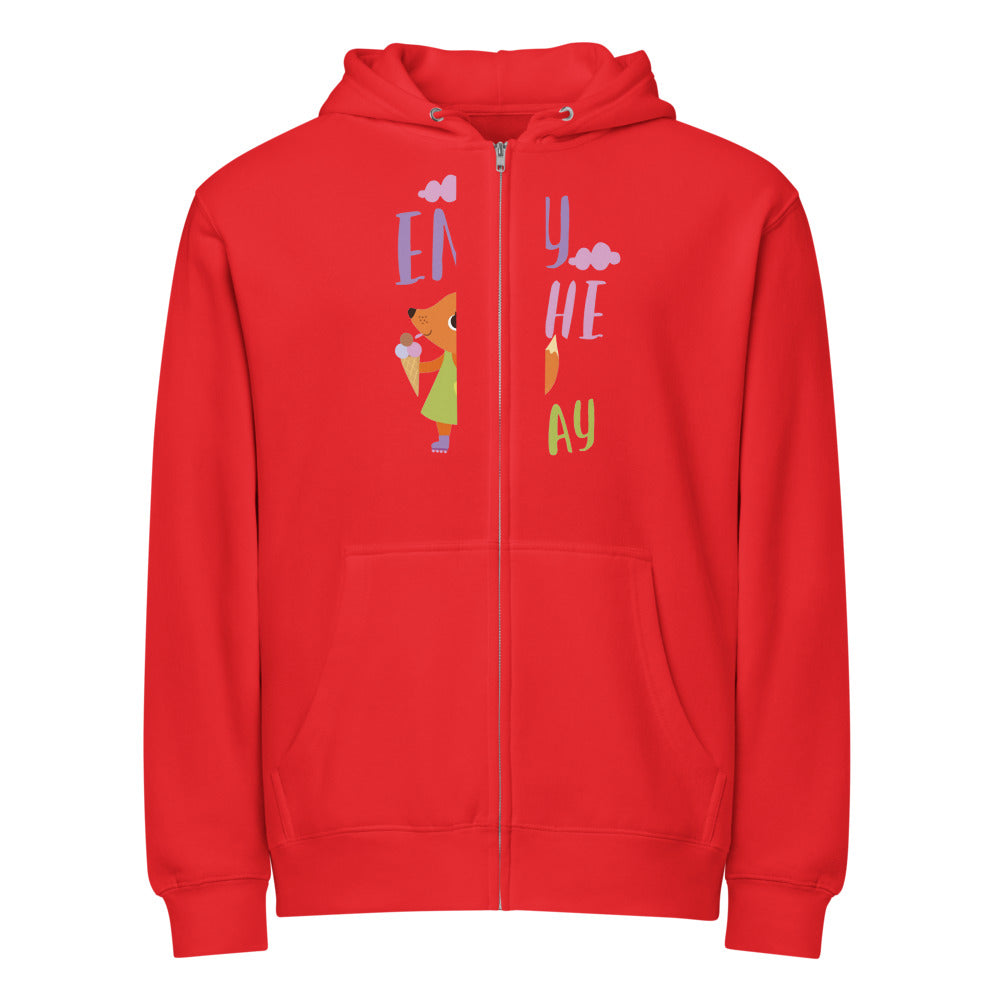 Orange fox - Ẹnoy the day | Unisex Premium Full Zip Hoodie | Lane Seven LS14003