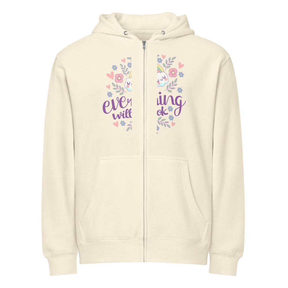 Rainbow - Everything will be ok | Unisex Premium Full Zip Hoodie | Lane Seven LS14003