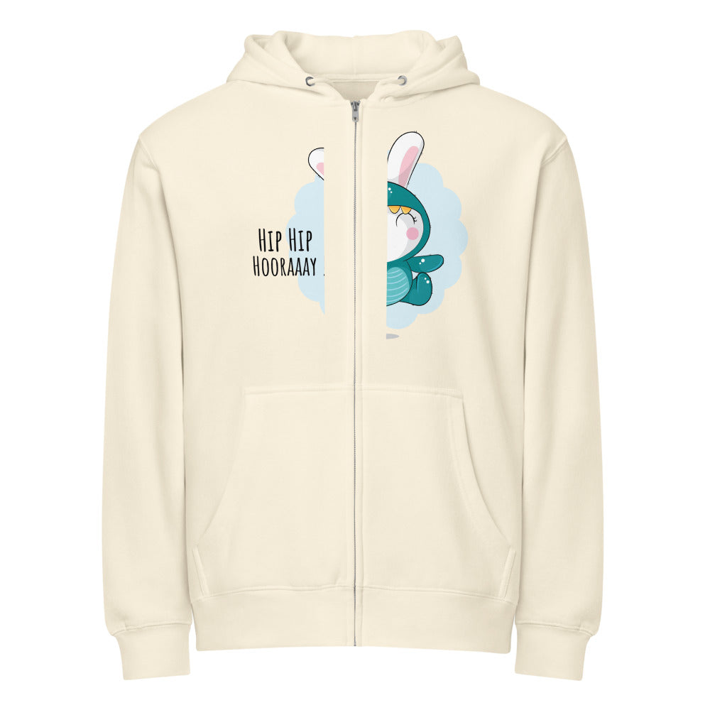 Green rabbit - HIP HIP HOORAAAY | Unisex Premium Full Zip Hoodie | Lane Seven LS14003