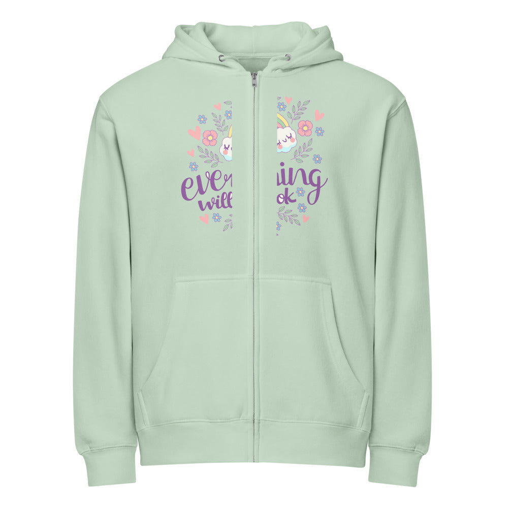 Rainbow - Everything will be ok | Unisex Premium Full Zip Hoodie | Lane Seven LS14003