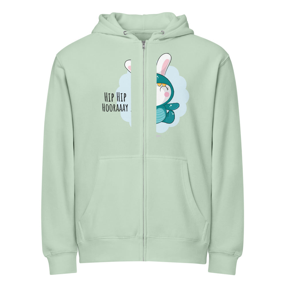 Green rabbit - HIP HIP HOORAAAY | Unisex Premium Full Zip Hoodie | Lane Seven LS14003