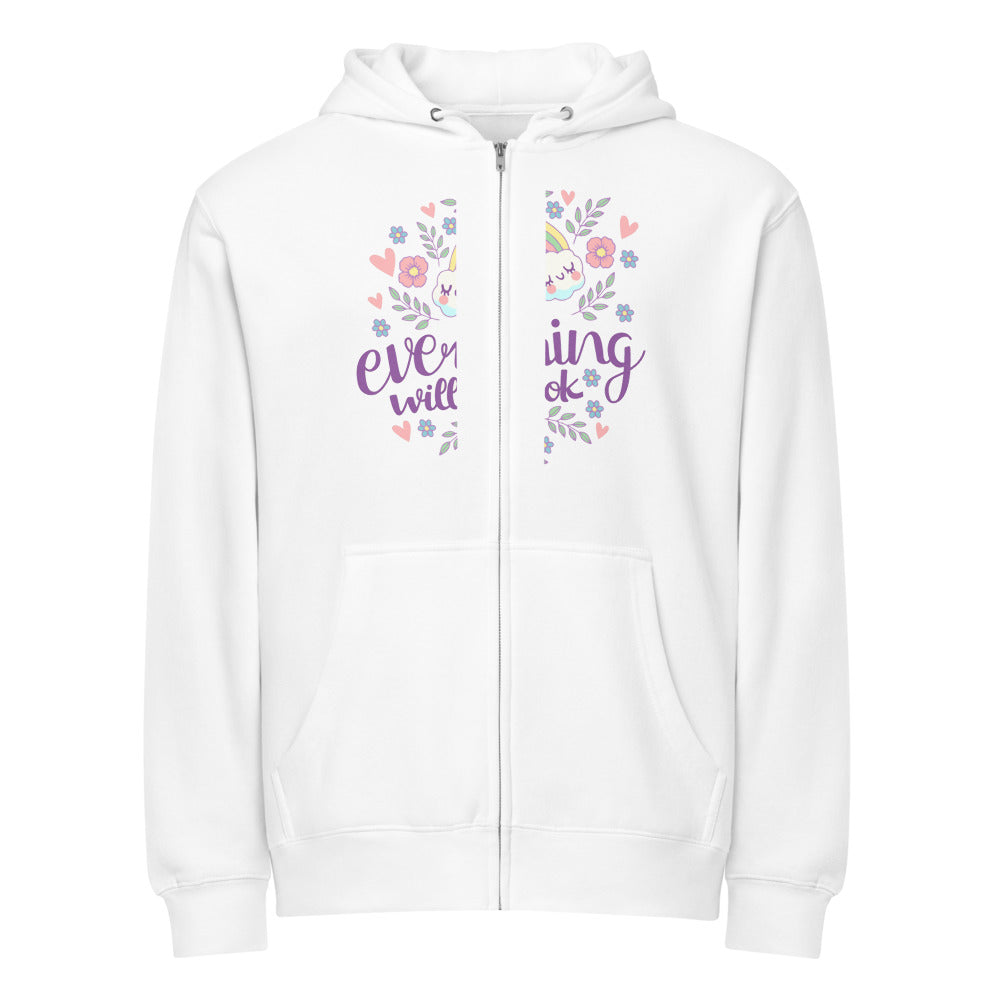 Rainbow - Everything will be ok | Unisex Premium Full Zip Hoodie | Lane Seven LS14003