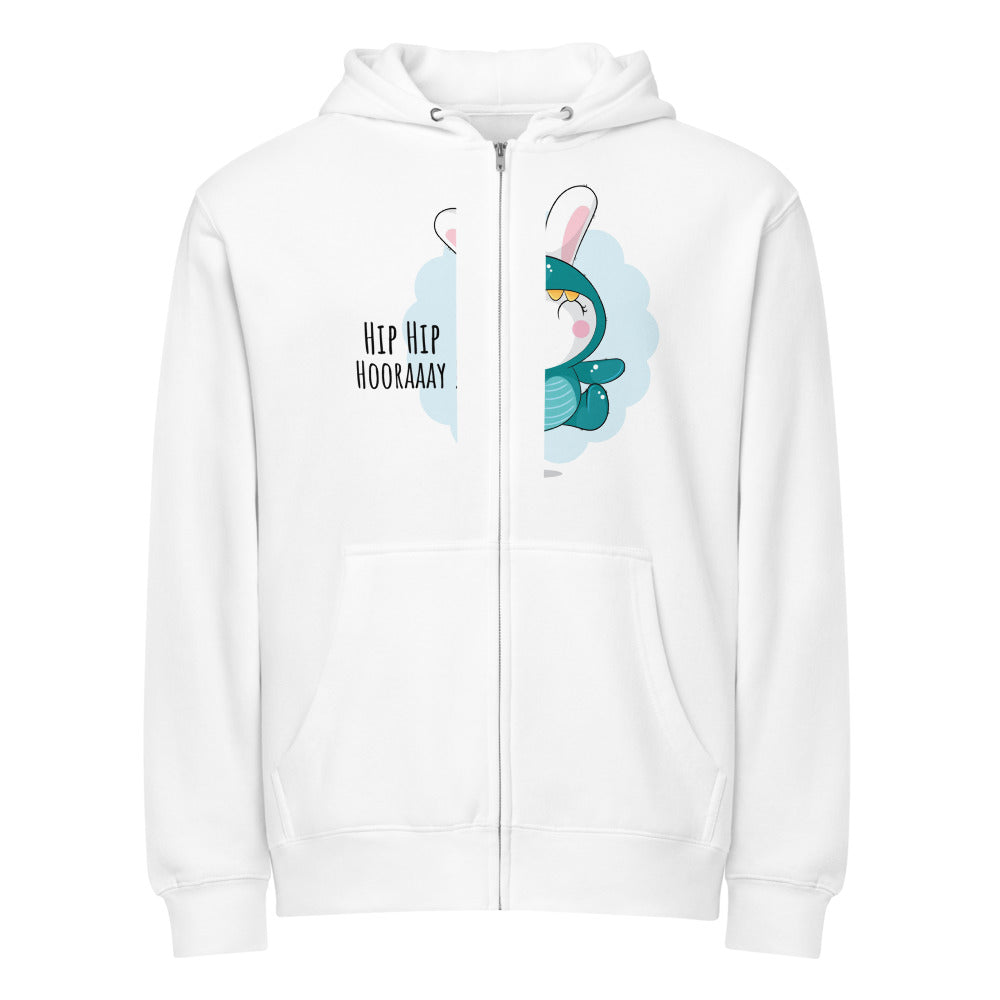 Green rabbit - HIP HIP HOORAAAY | Unisex Premium Full Zip Hoodie | Lane Seven LS14003