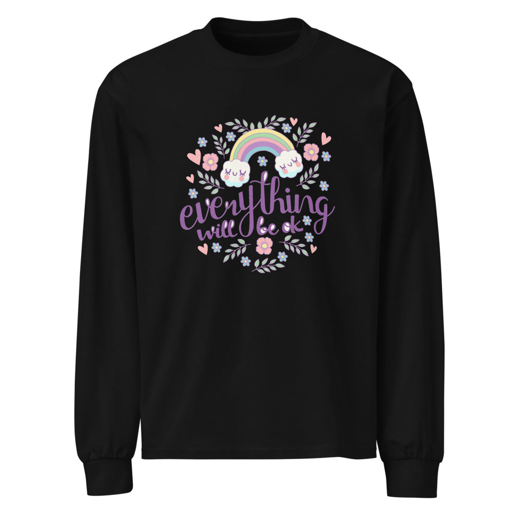 Rainbow - Everything will be ok | Unisex Premium Heavyweight Long Sleeve Shirt | AS Colour 5081