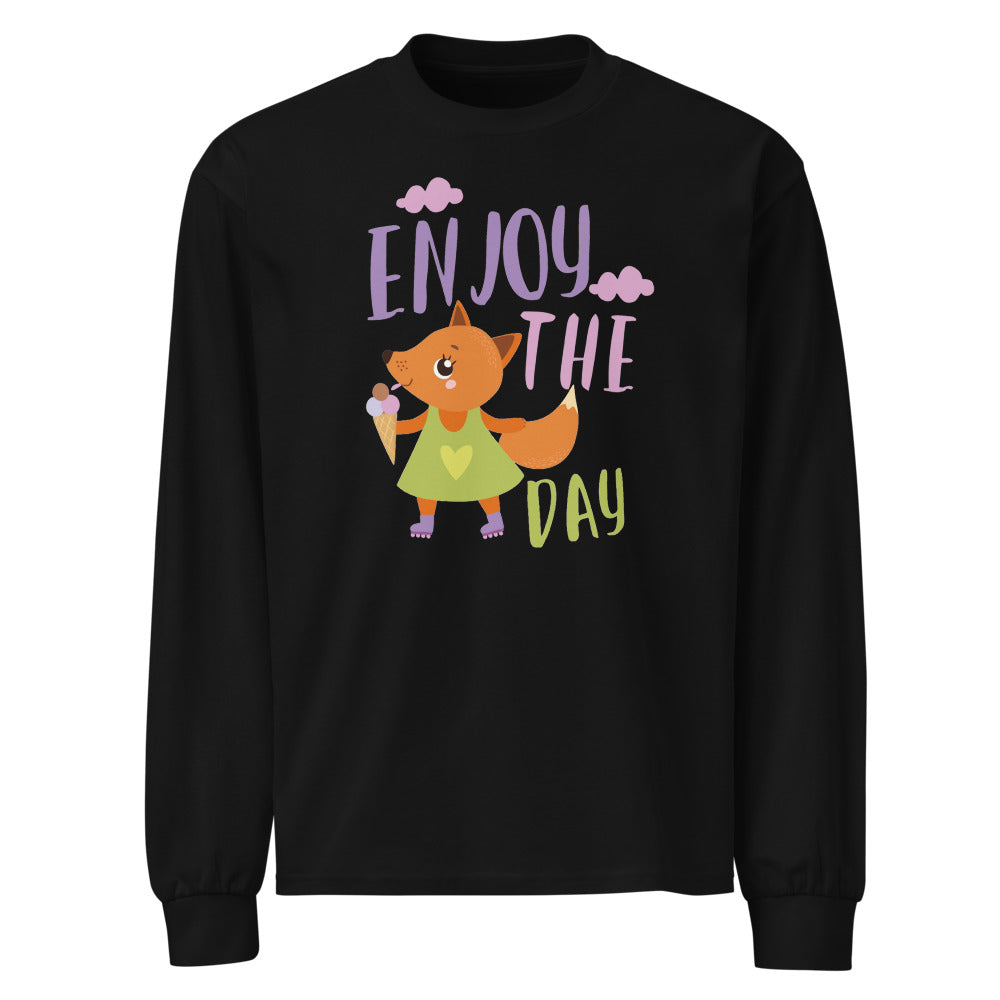 Orange fox - Ẹnoy the day | Unisex Premium Heavyweight Long Sleeve Shirt | AS Colour 5081
