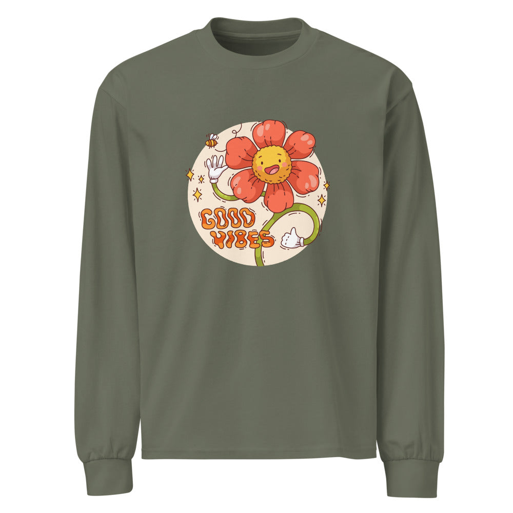 Good vides | Unisex Premium Heavyweight Long Sleeve Shirt | AS Colour 5081
