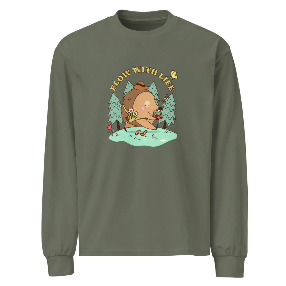 Flow with life | Unisex Premium Heavyweight Long Sleeve Shirt | AS Colour 5081