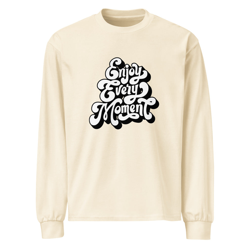 Enjoy every moments white | Unisex Premium Heavyweight Long Sleeve Shirt | AS Colour 5081