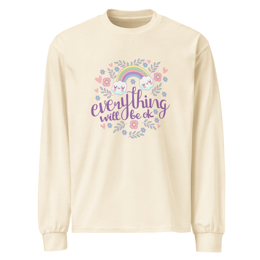 Rainbow - Everything will be ok | Unisex Premium Heavyweight Long Sleeve Shirt | AS Colour 5081