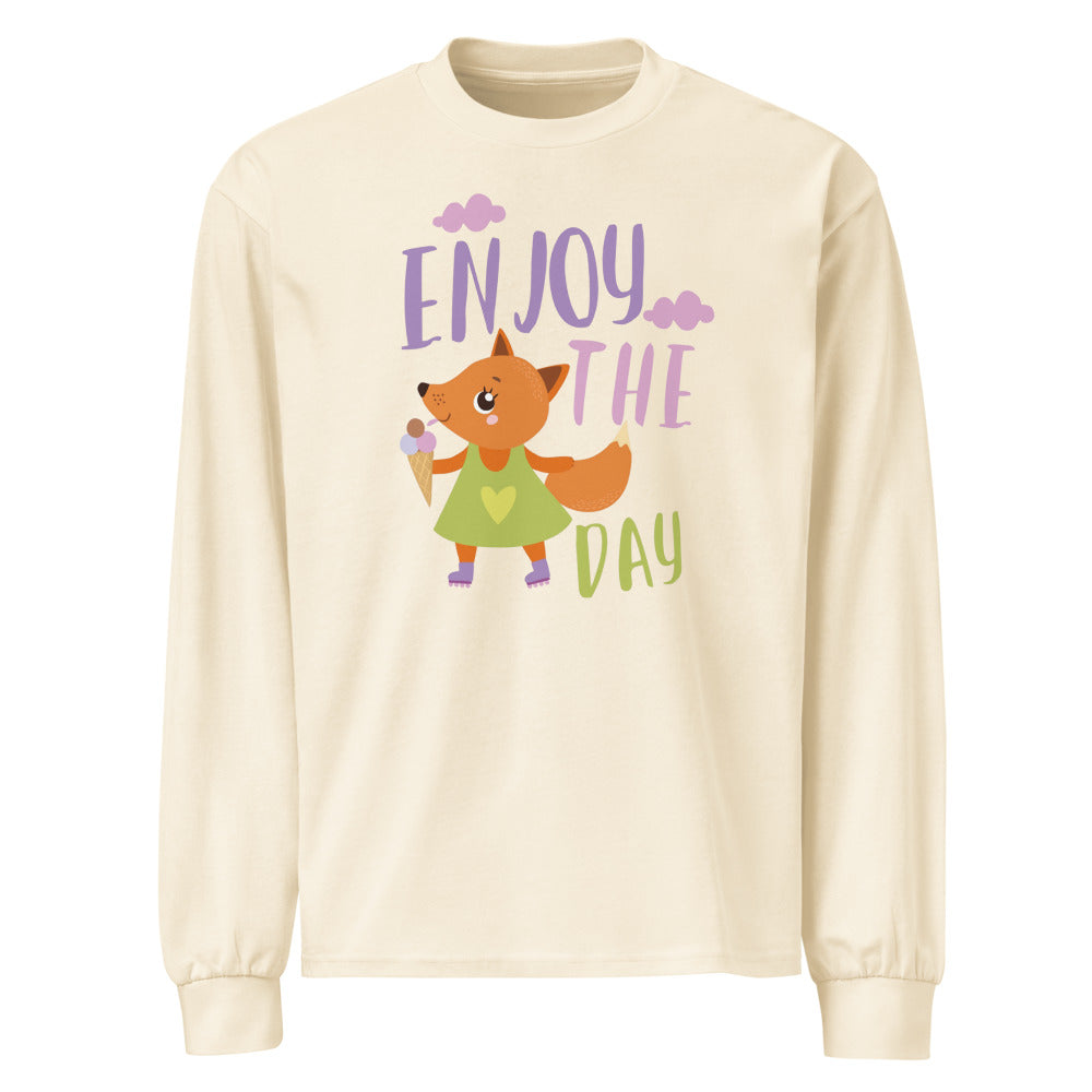 Orange fox - Ẹnoy the day | Unisex Premium Heavyweight Long Sleeve Shirt | AS Colour 5081
