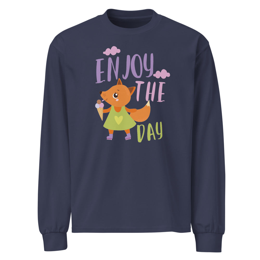 Orange fox - Ẹnoy the day | Unisex Premium Heavyweight Long Sleeve Shirt | AS Colour 5081