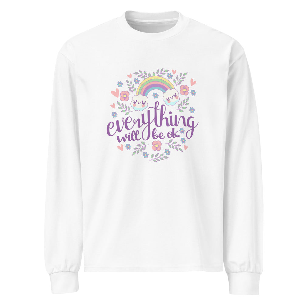 Rainbow - Everything will be ok | Unisex Premium Heavyweight Long Sleeve Shirt | AS Colour 5081