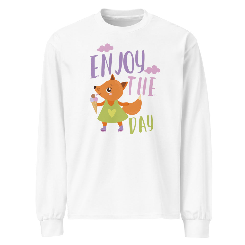 Orange fox - Ẹnoy the day | Unisex Premium Heavyweight Long Sleeve Shirt | AS Colour 5081