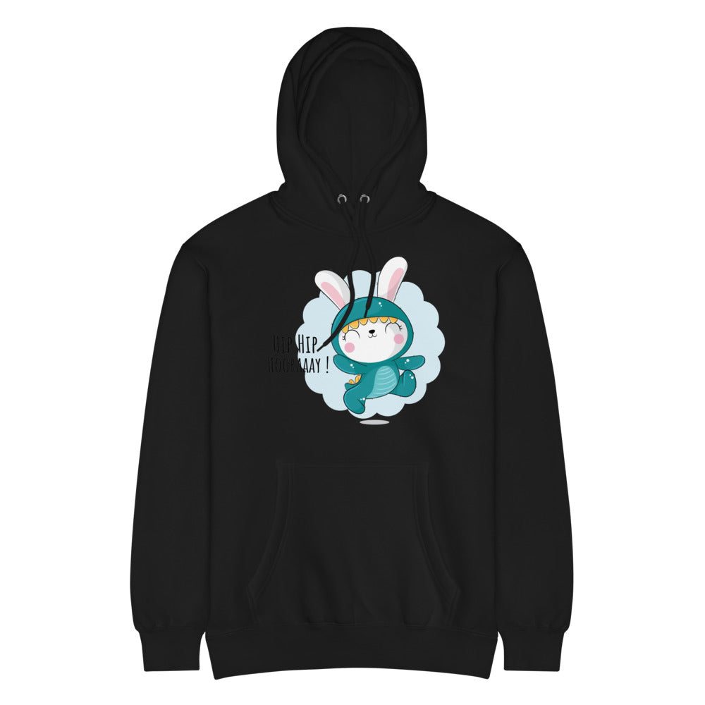 Green rabbit - HIP HIP HOORAAAY | Unisex Premium Mid-Weight Hoodie | Lane Seven LS14001